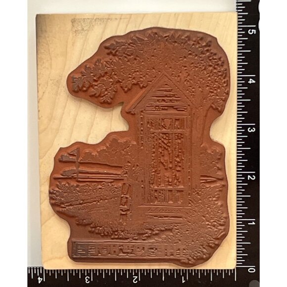 IMPRESSION OBSESSION K1034 19TH HOLE WOOD MOUNTED RUBBER STAMP GOLF OUTHOUSE - Picture 3 of 6